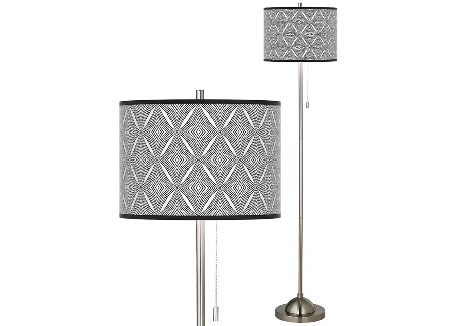 Moroccan Diamonds II Brushed Nickel Pull Chain Floor Lamp