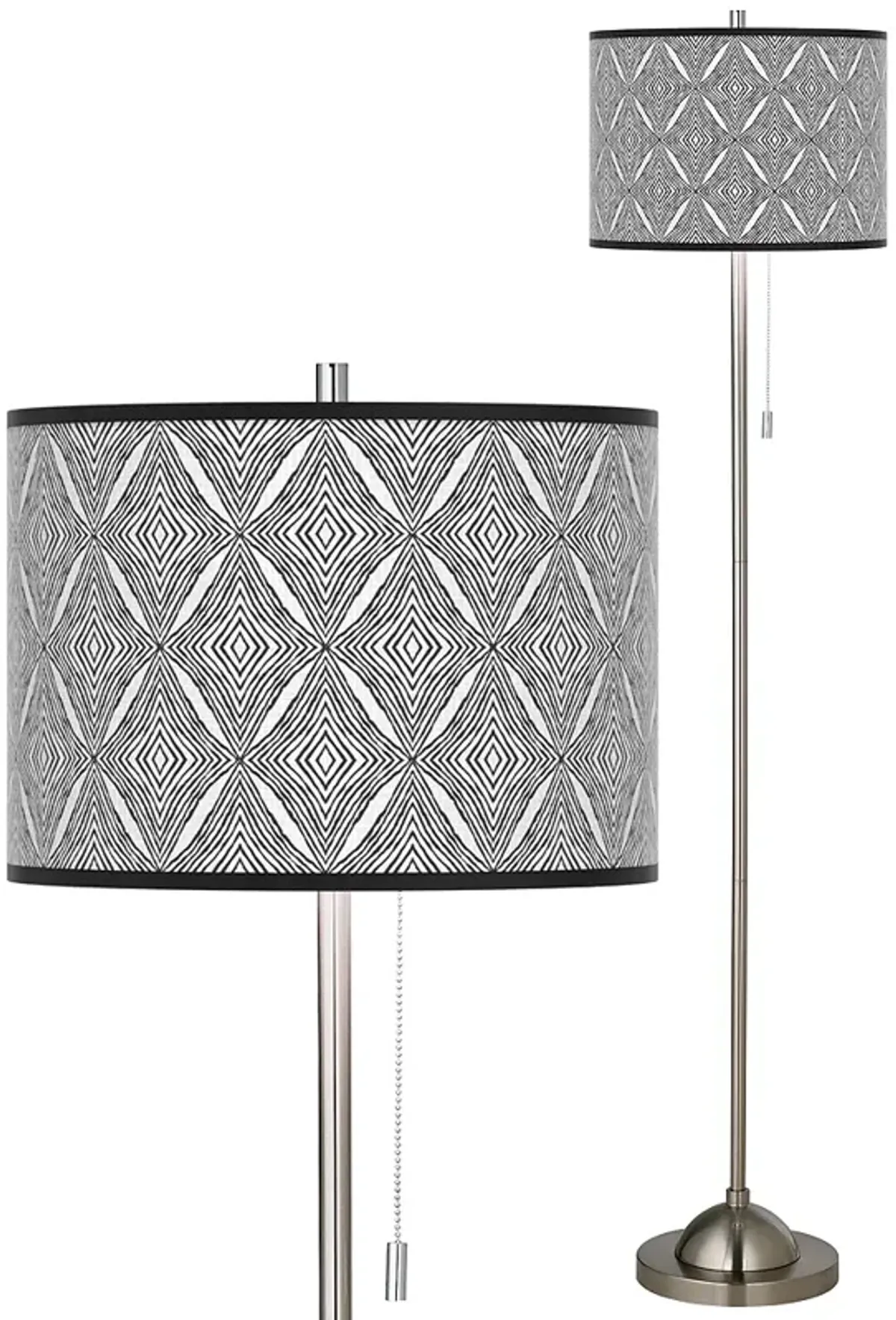 Moroccan Diamonds II Brushed Nickel Pull Chain Floor Lamp