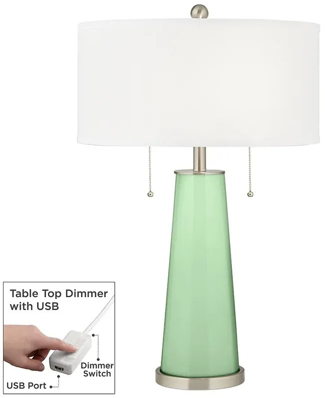 Color Plus Peggy 29 3/4" Flower Stem Green Table Lamp with USB Dimmer