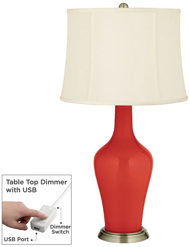 Cherry Tomato Anya Table Lamp with Dimmer