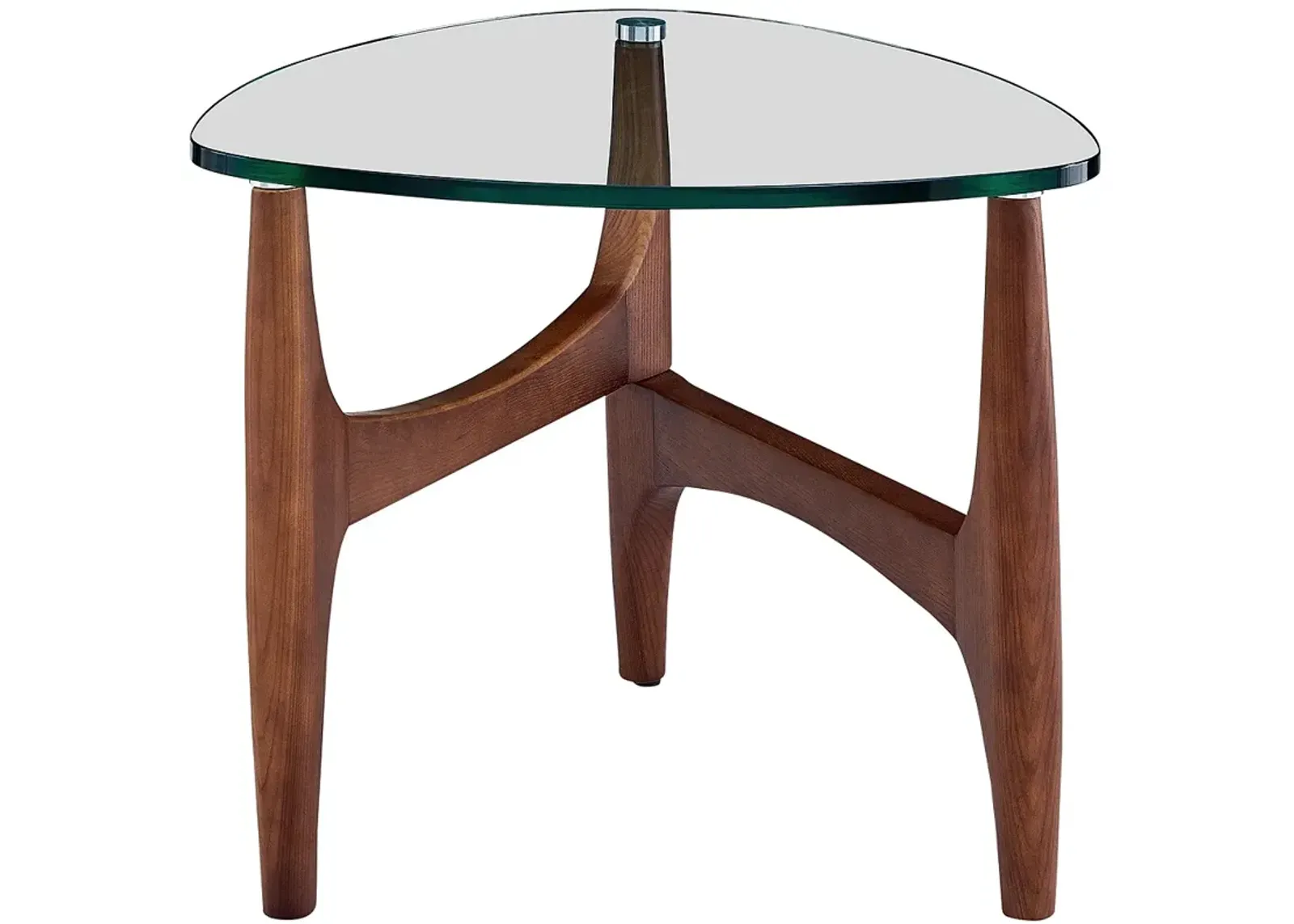 Ledell 23 3/4" Wide Walnut Ash Wood and Glass Modern Side Table