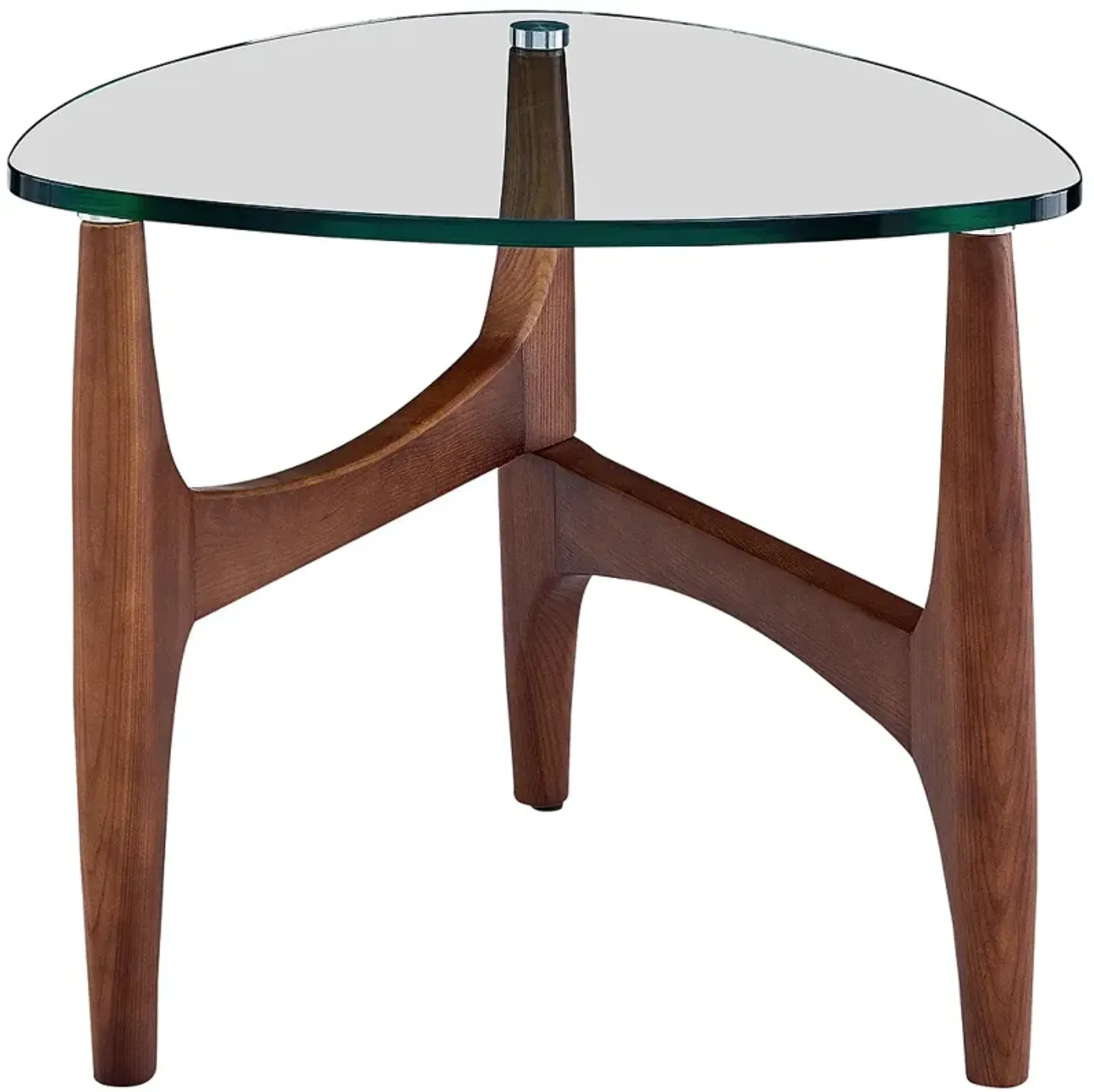 Ledell 23 3/4" Wide Walnut Ash Wood and Glass Modern Side Table