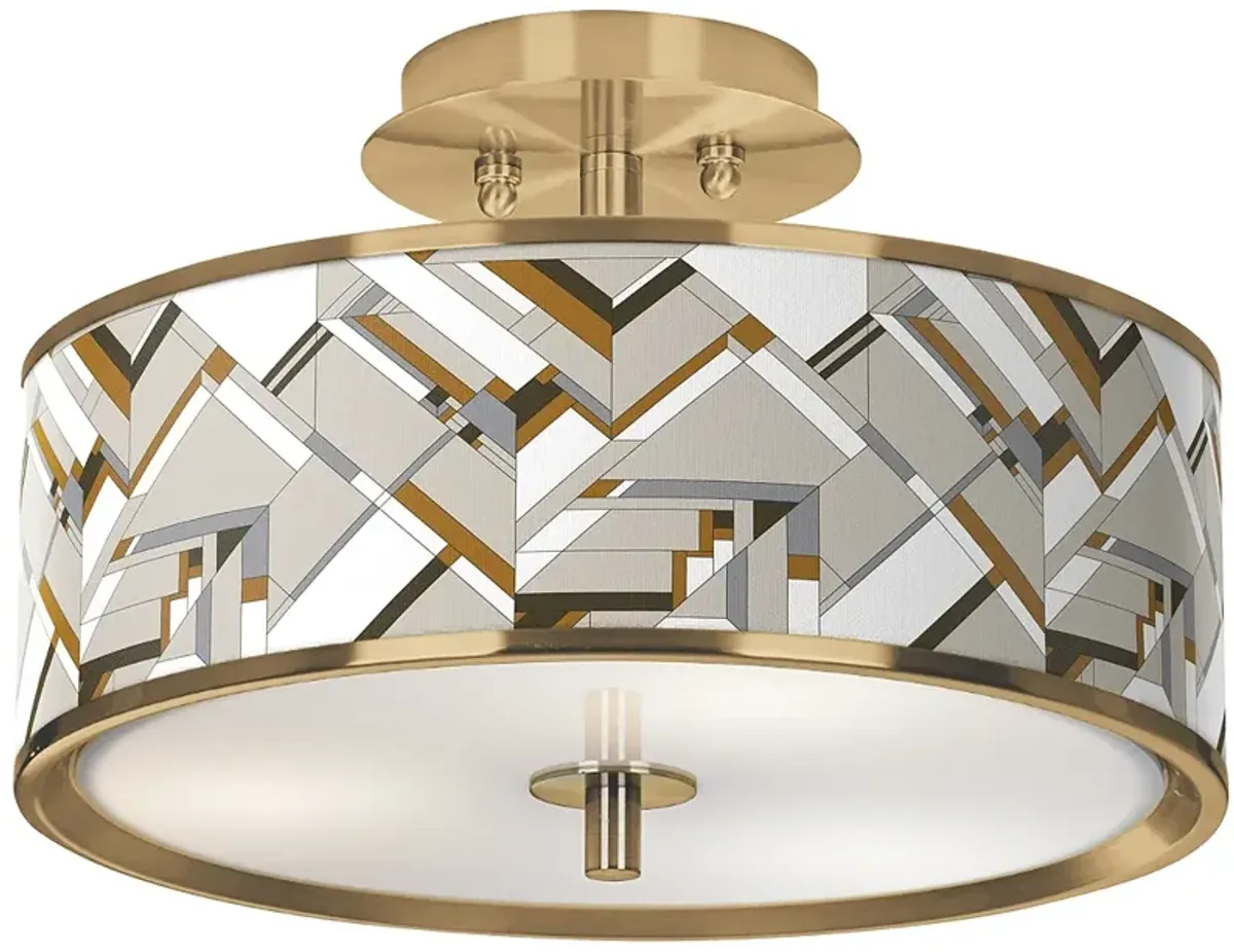 Craftsman Mosaic Gold 14" Wide Ceiling Light