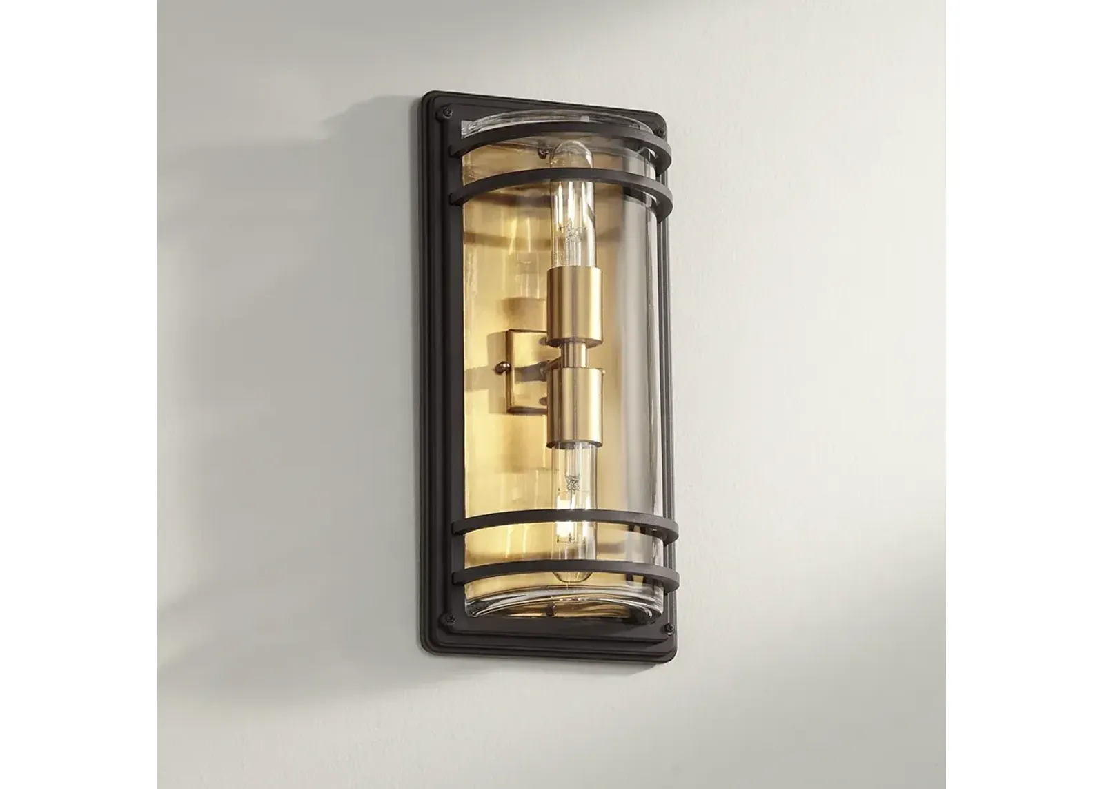 Habitat 16" High Mixed Metals Black and Brass Wall Sconce