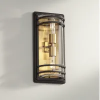 Habitat 16" High Mixed Metals Black and Brass Wall Sconce