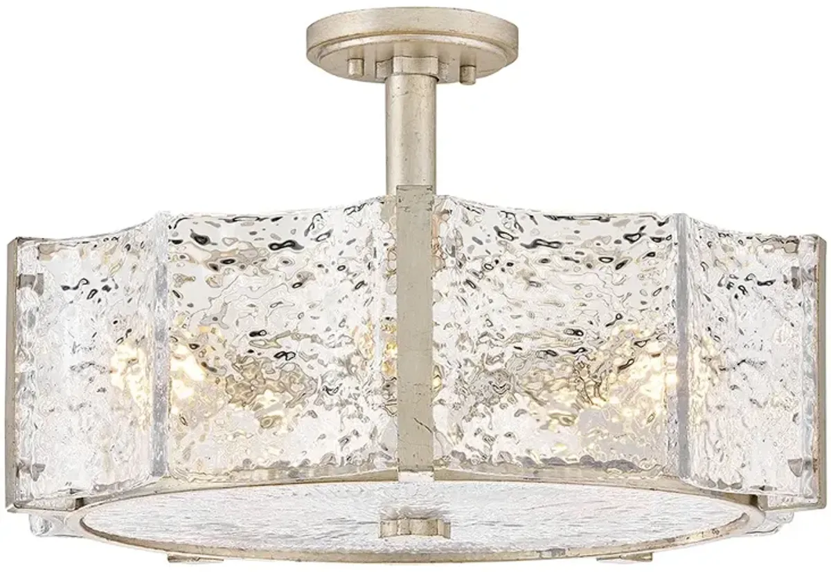 Fredrick Ramond Florian 20 1/4" Silver and Pressed Glass Ceiling Light
