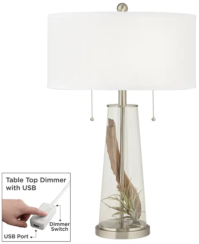 Clear Glass Peggy Glass Table Lamp With Dimmer