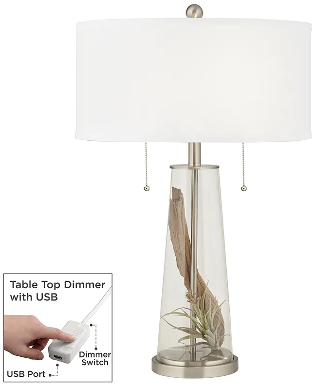 Clear Glass Peggy Glass Table Lamp With Dimmer