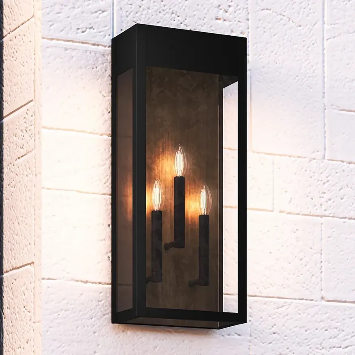 Maren 3-Light Matte Black Outdoor Wall Lantern