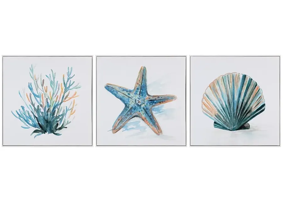 Crestview Collection Under the Sea Framed Canvas Painting Set of 3