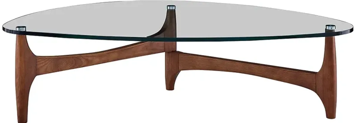 Ledell 52 1/4" Wide Walnut Ash Wood and Glass Modern Coffee Table