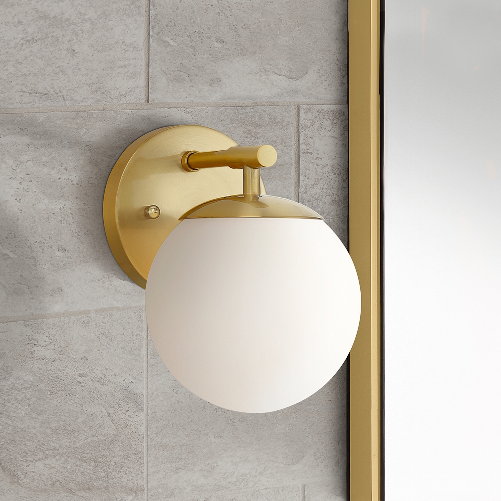 Possini Euro Meridian 8 1/2” High Gold and Frosted Glass Wall Sconce