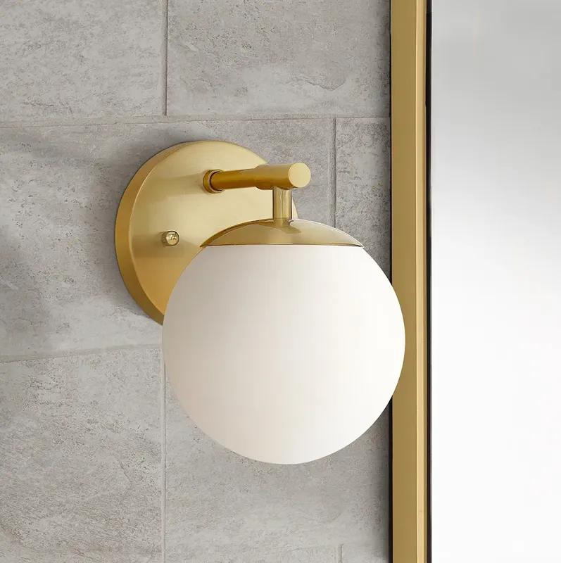 Possini Euro Meridian 8 1/2" High Gold and Frosted Glass Wall Sconce