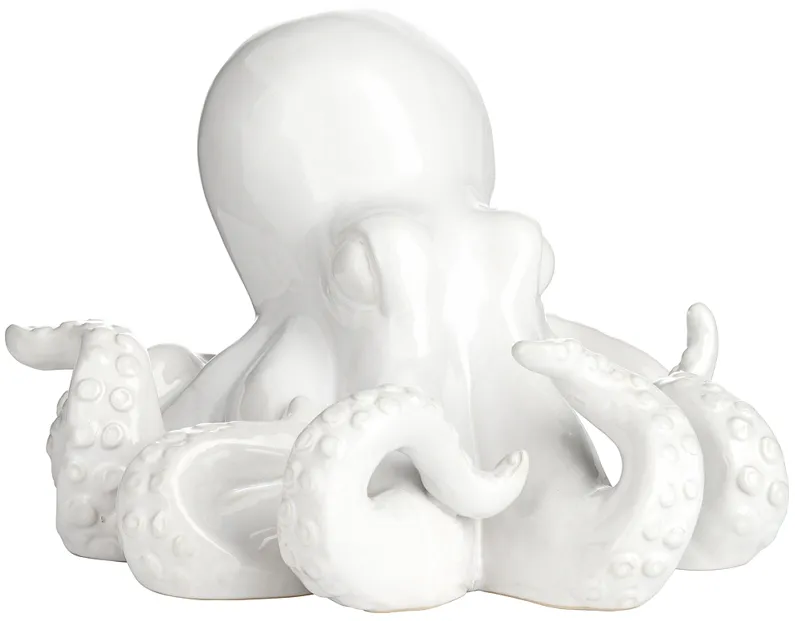 Octopus 9 1/4" Wide Shiny White Decorative Figurine