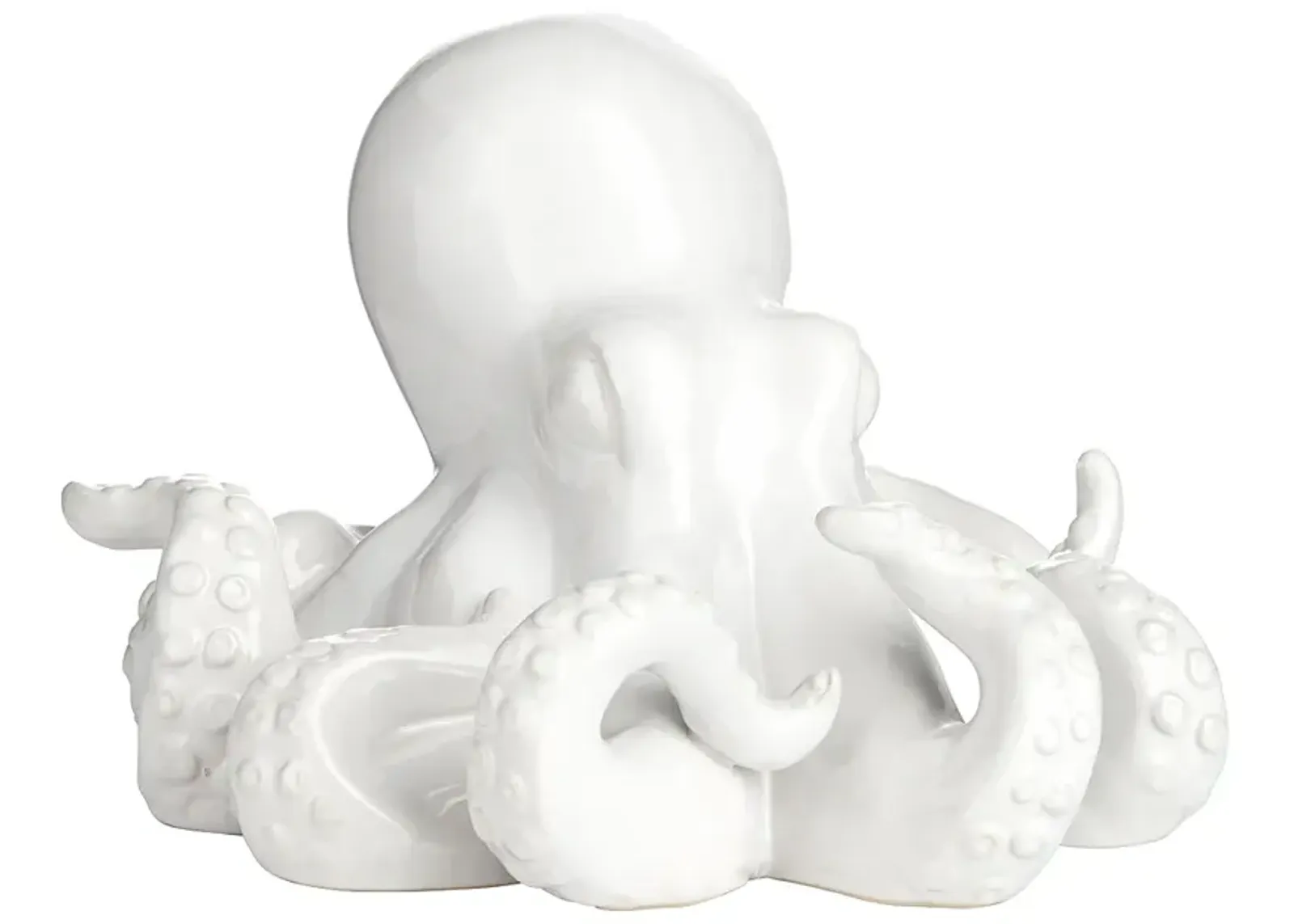 Octopus 9 1/4" Wide Shiny White Decorative Figurine