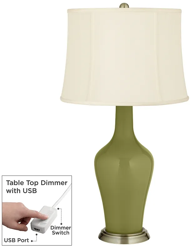 Rural Green Anya Table Lamp with Dimmer