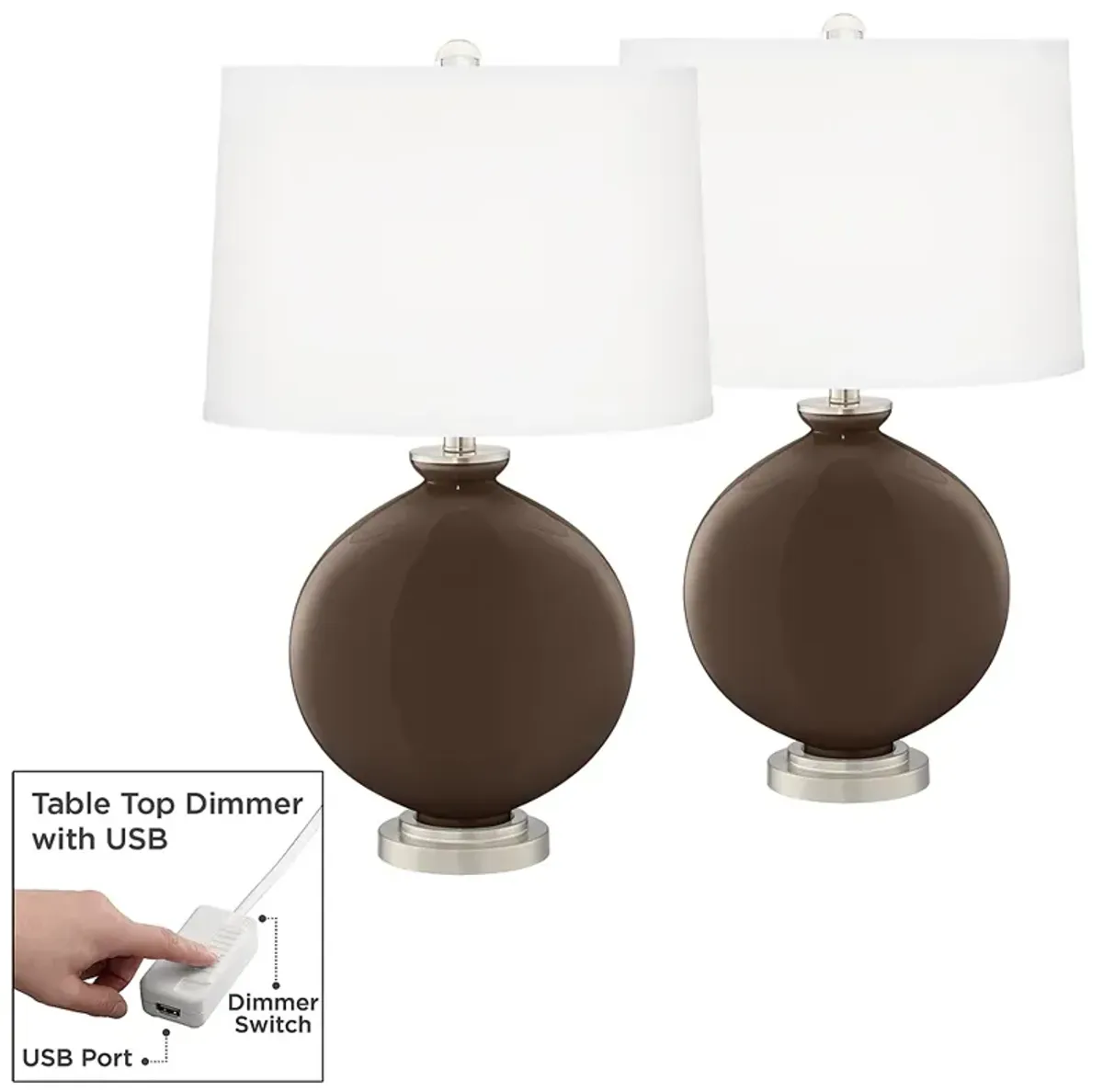 Carafe Carrie Table Lamp Set of 2 with Dimmers