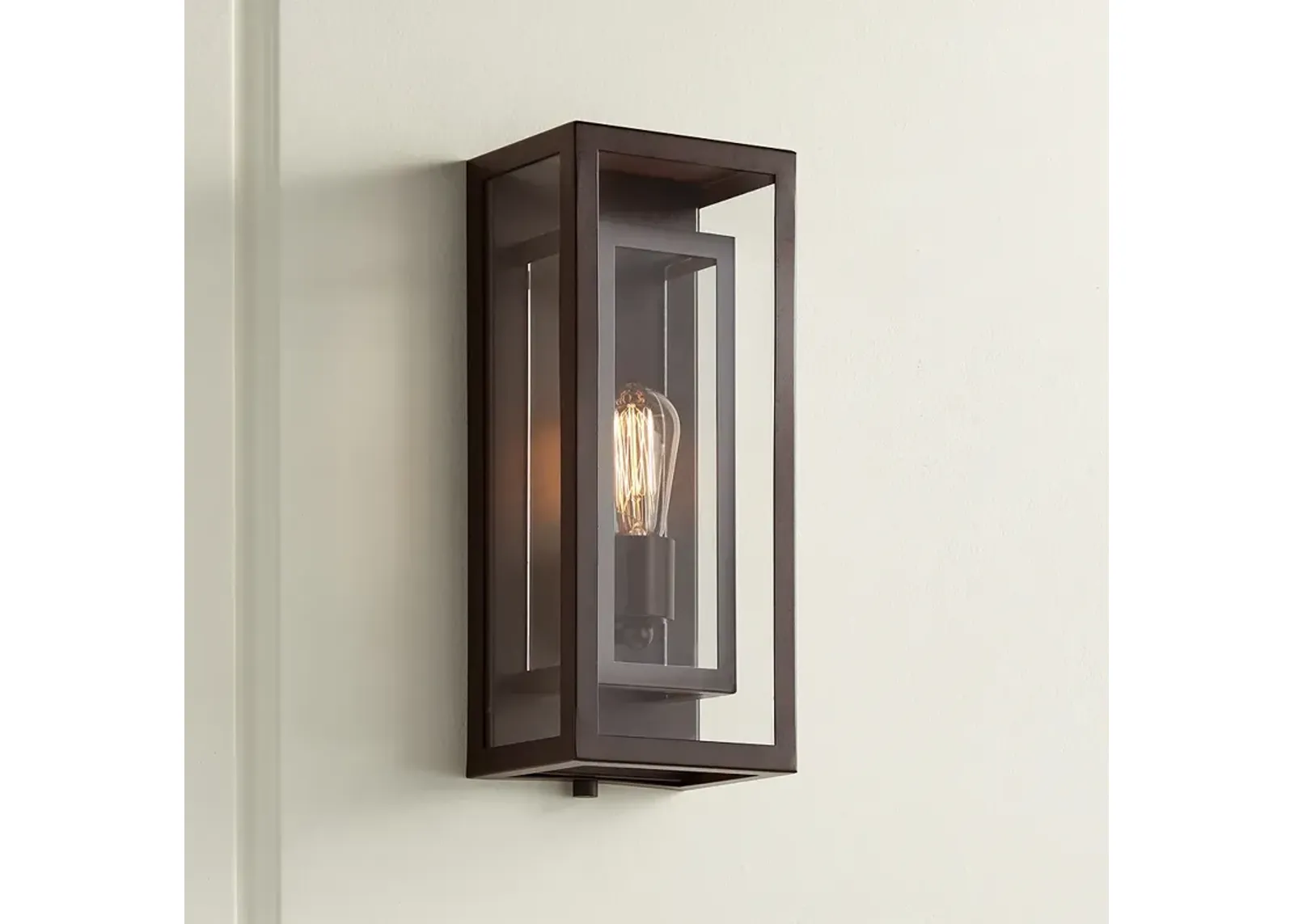 Possini Euro Double Box 15 1/2" High Glass and Bronze Wall Sconce