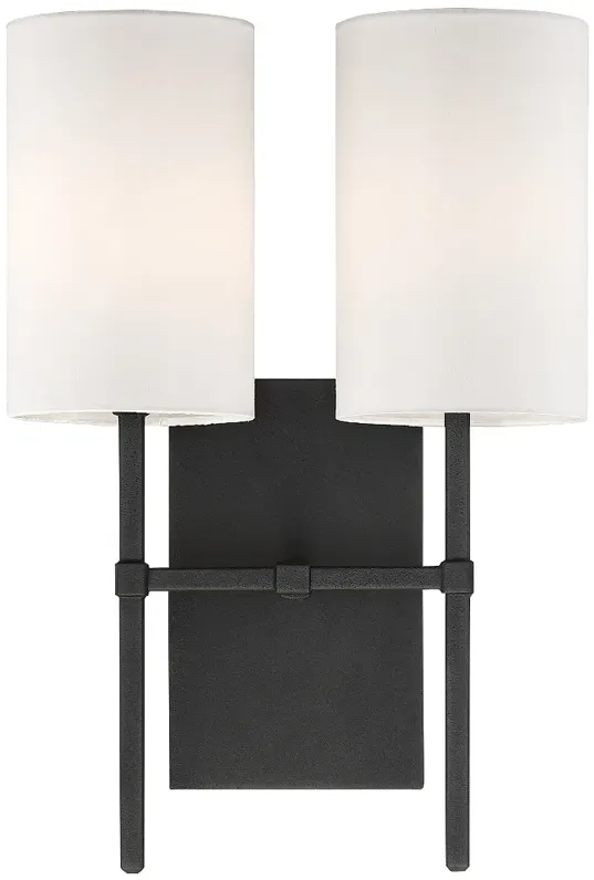 Veronica 16 1/2" High Black Forged 2-Light Wall Sconce