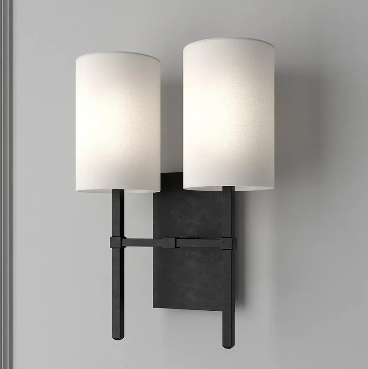 Veronica 16 1/2" High Black Forged 2-Light Wall Sconce