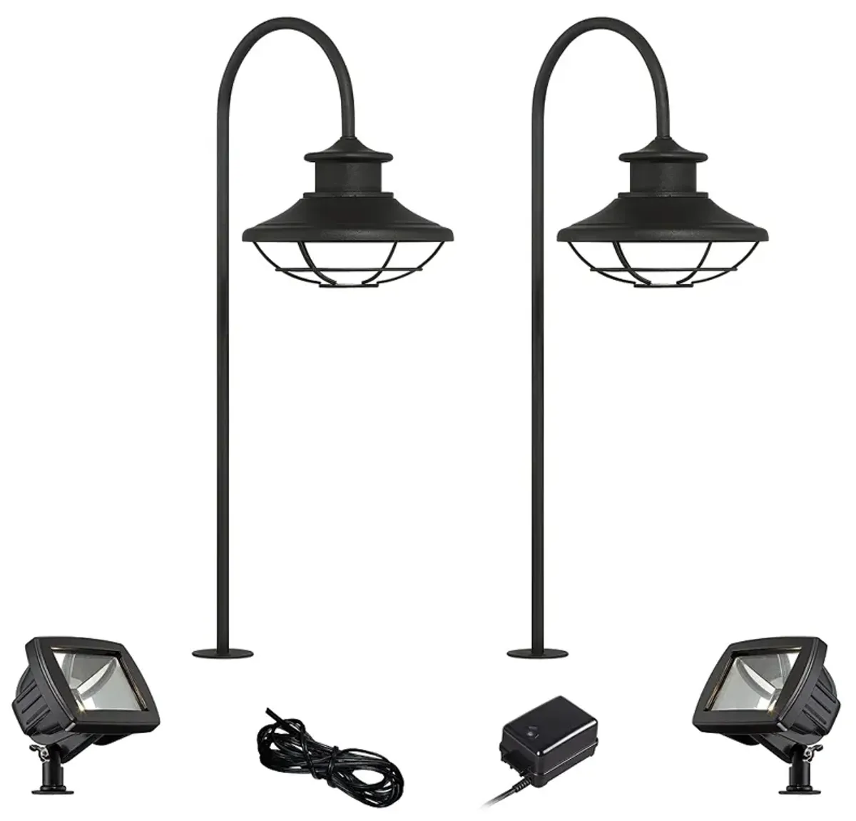 Braden Textured Black 6-Piece LED Path and Flood Light Set