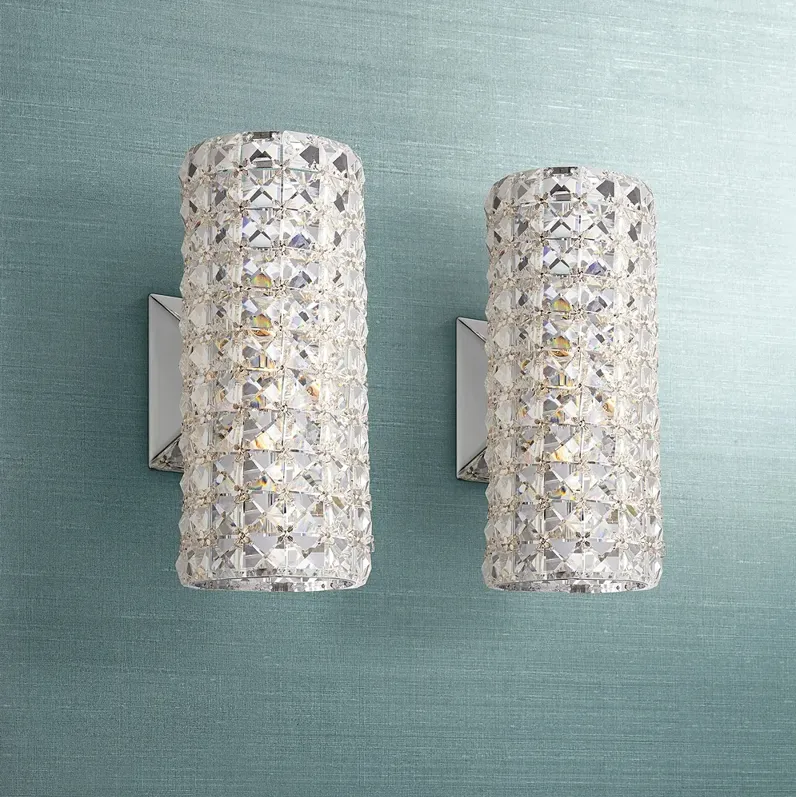 Cesenna 10 1/4" High Crystal LED Wall Sconces Set of 2