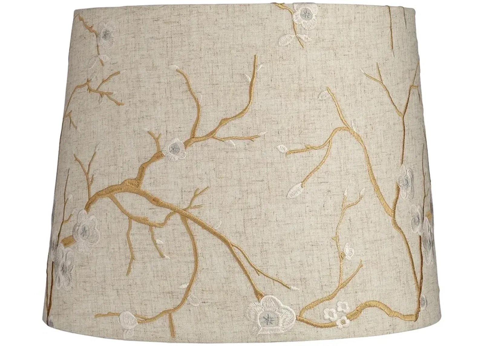 Springcrest Beige Plum Flower Embroidered Drum Shade 12x14x11 (Spider)