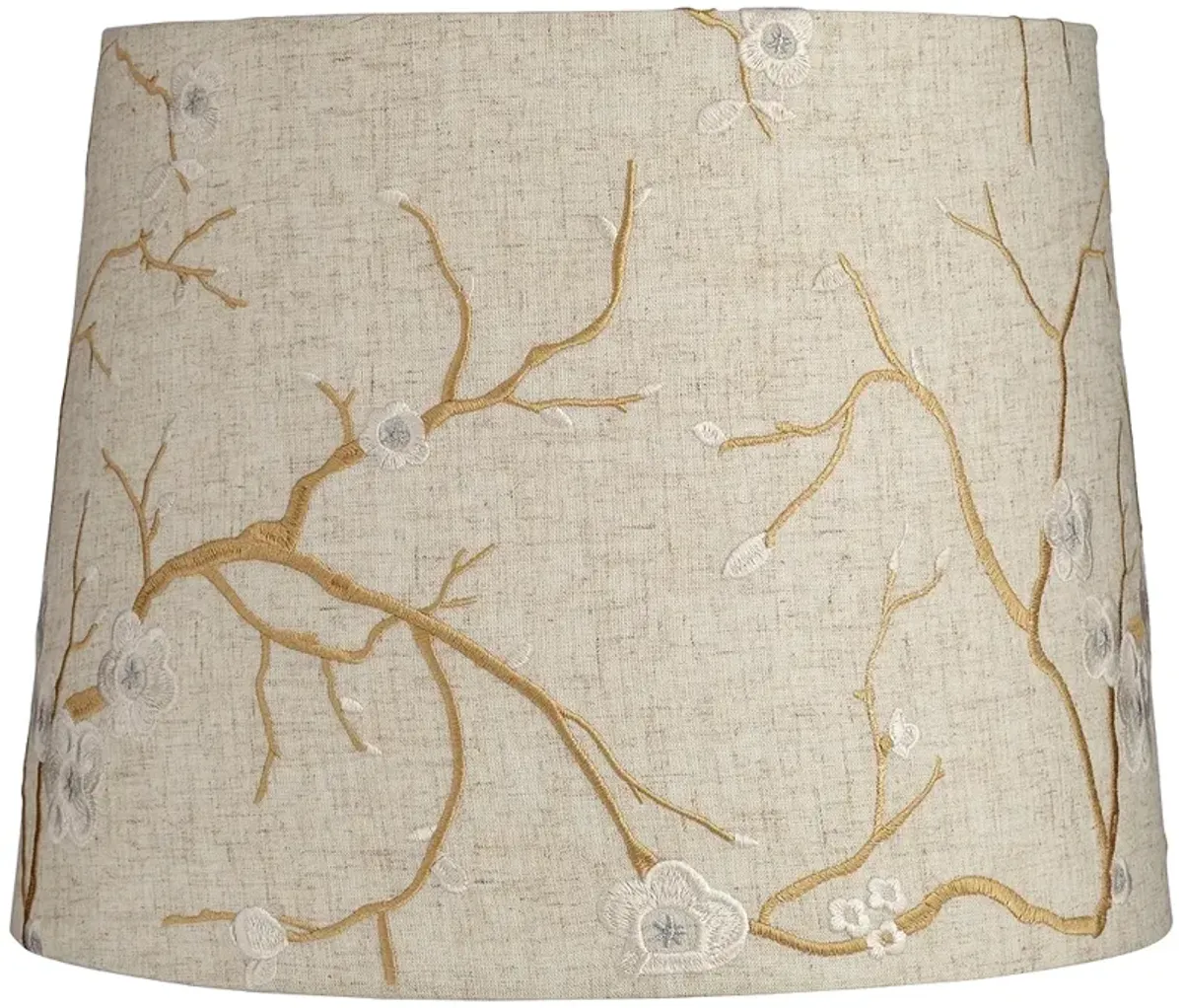 Springcrest Beige Plum Flower Embroidered Drum Shade 12x14x11 (Spider)