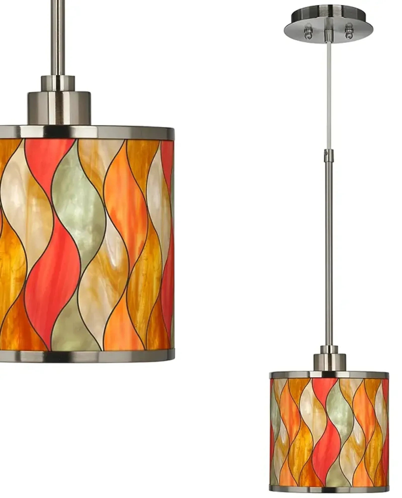 Flame Mosaic Giclee Glow Mini Pendant Light