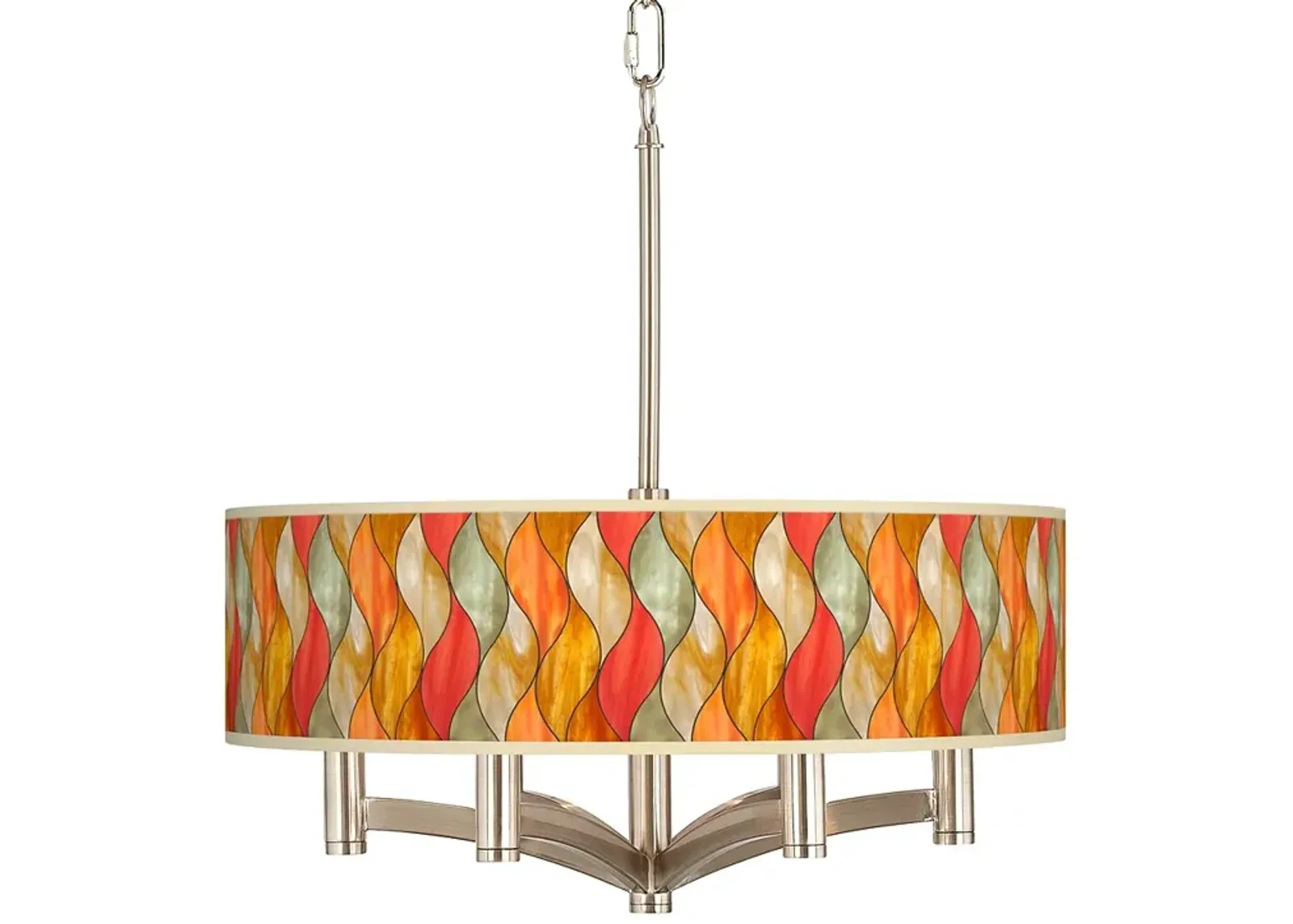 Flame Mosaic Ava 6-Light Nickel Pendant Chandelier