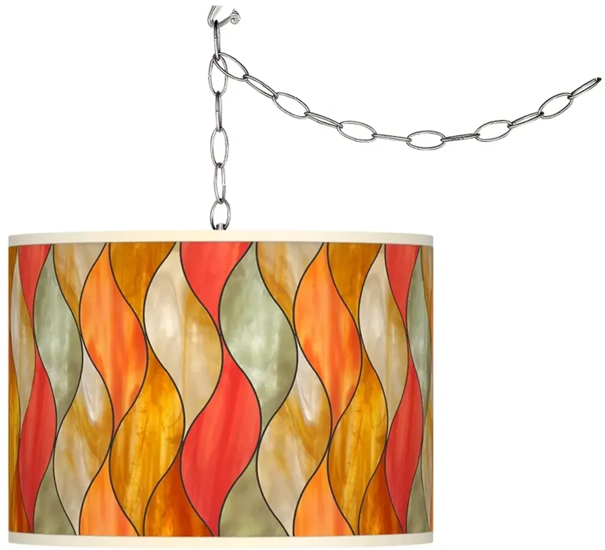 Giclee Gallery 13 1/2" Wide Flame Mosaic Shade Swag Plug-In Chandelier