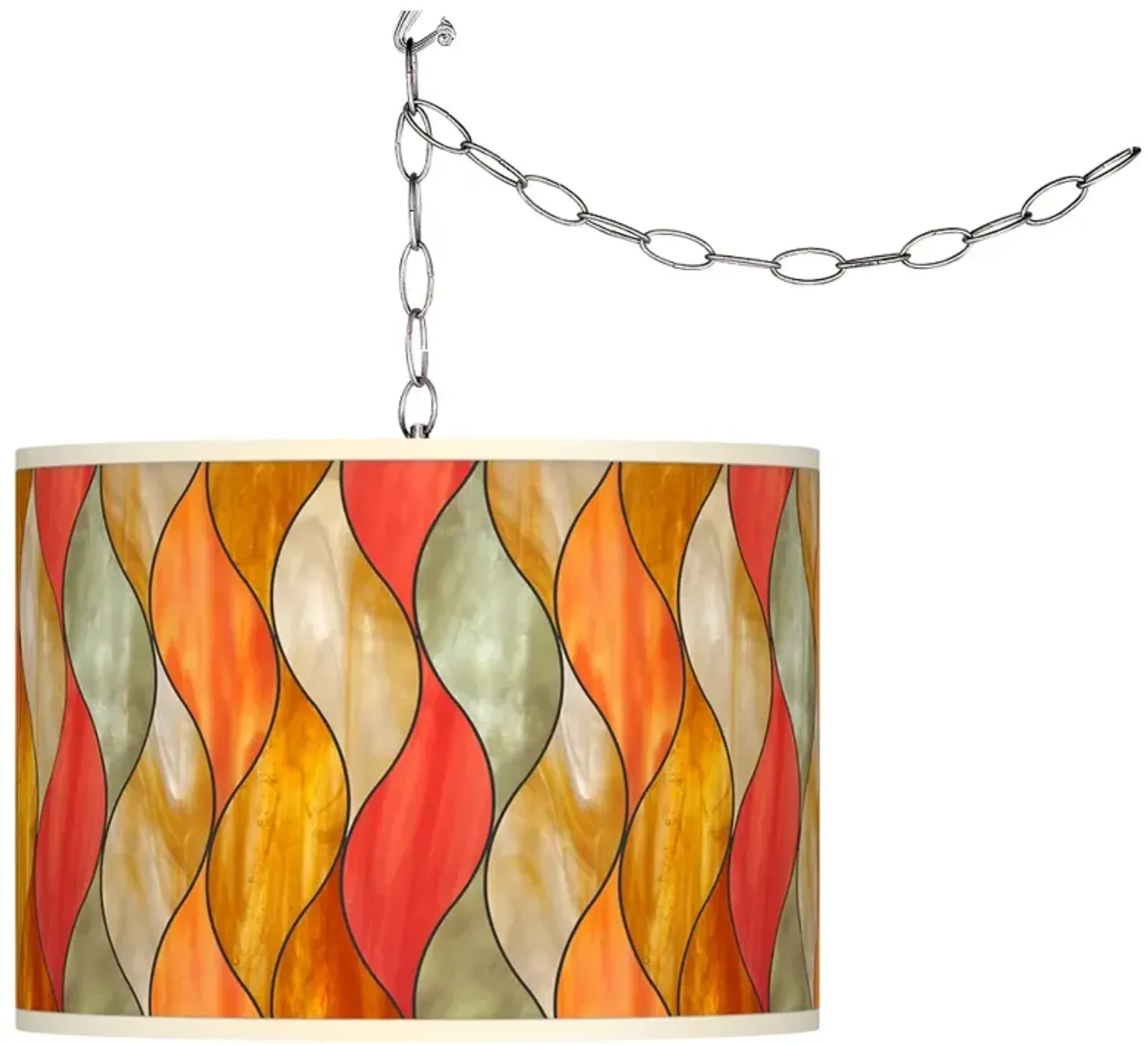 Giclee Glow 13 1/2" Wide Flame Mosaic Shade Plug-In Swag Pendant