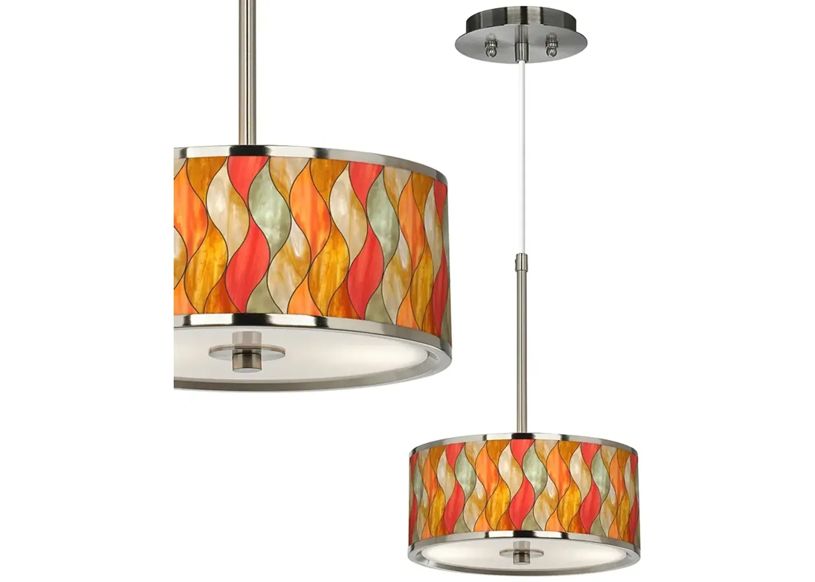 Flame Mosaic Giclee Glow 10 1/4" Wide Pendant Light