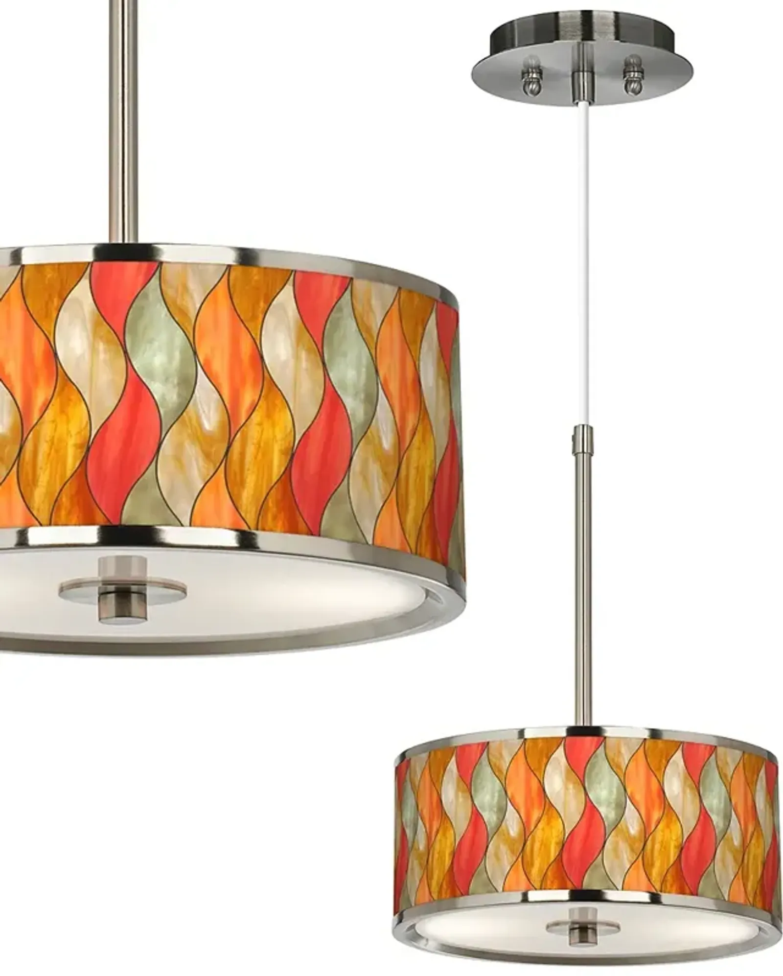 Flame Mosaic Giclee Glow 10 1/4" Wide Pendant Light