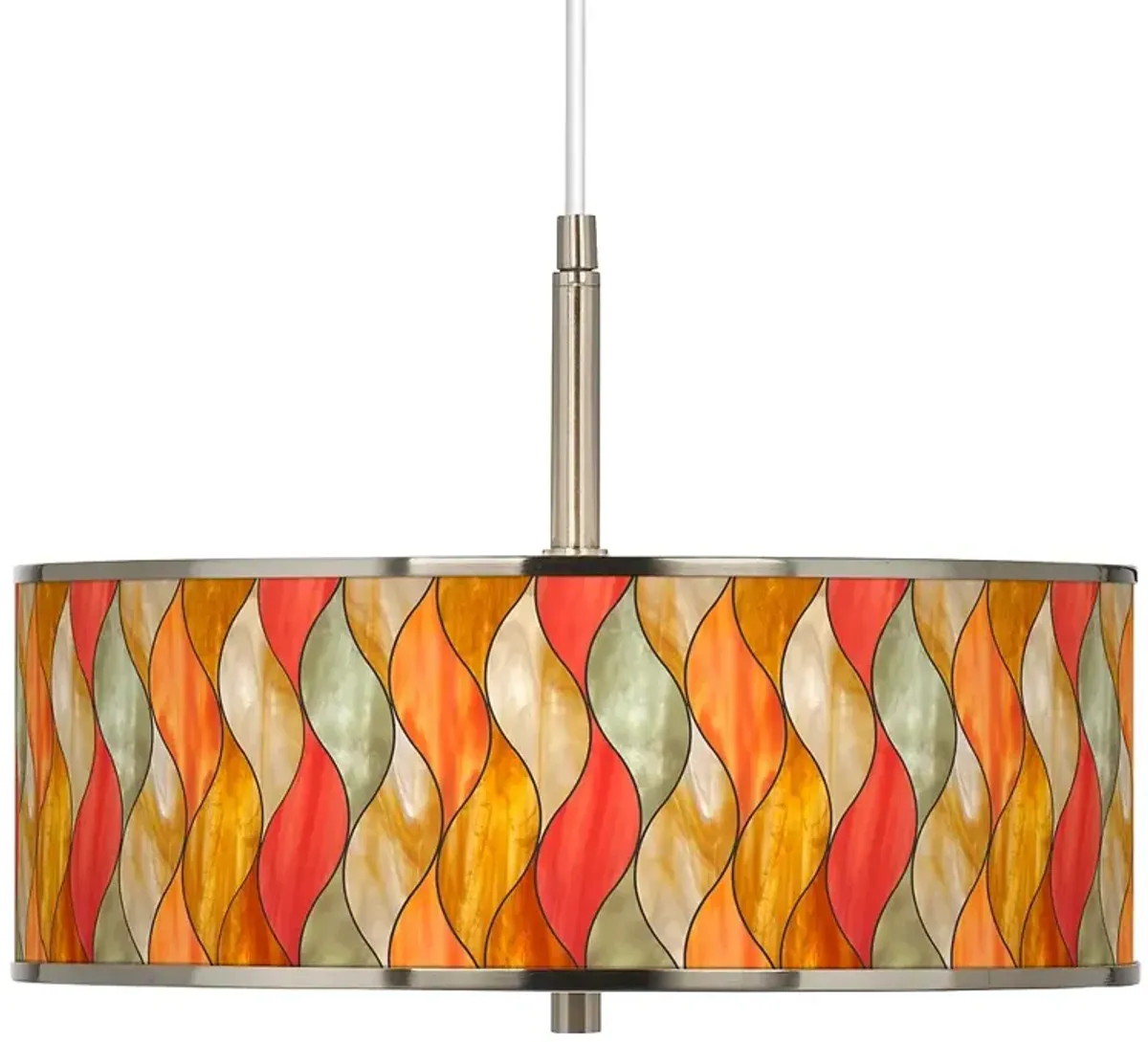 Giclee Glow Flame Mosaic 16" Wide Drum Shade Pendant Light