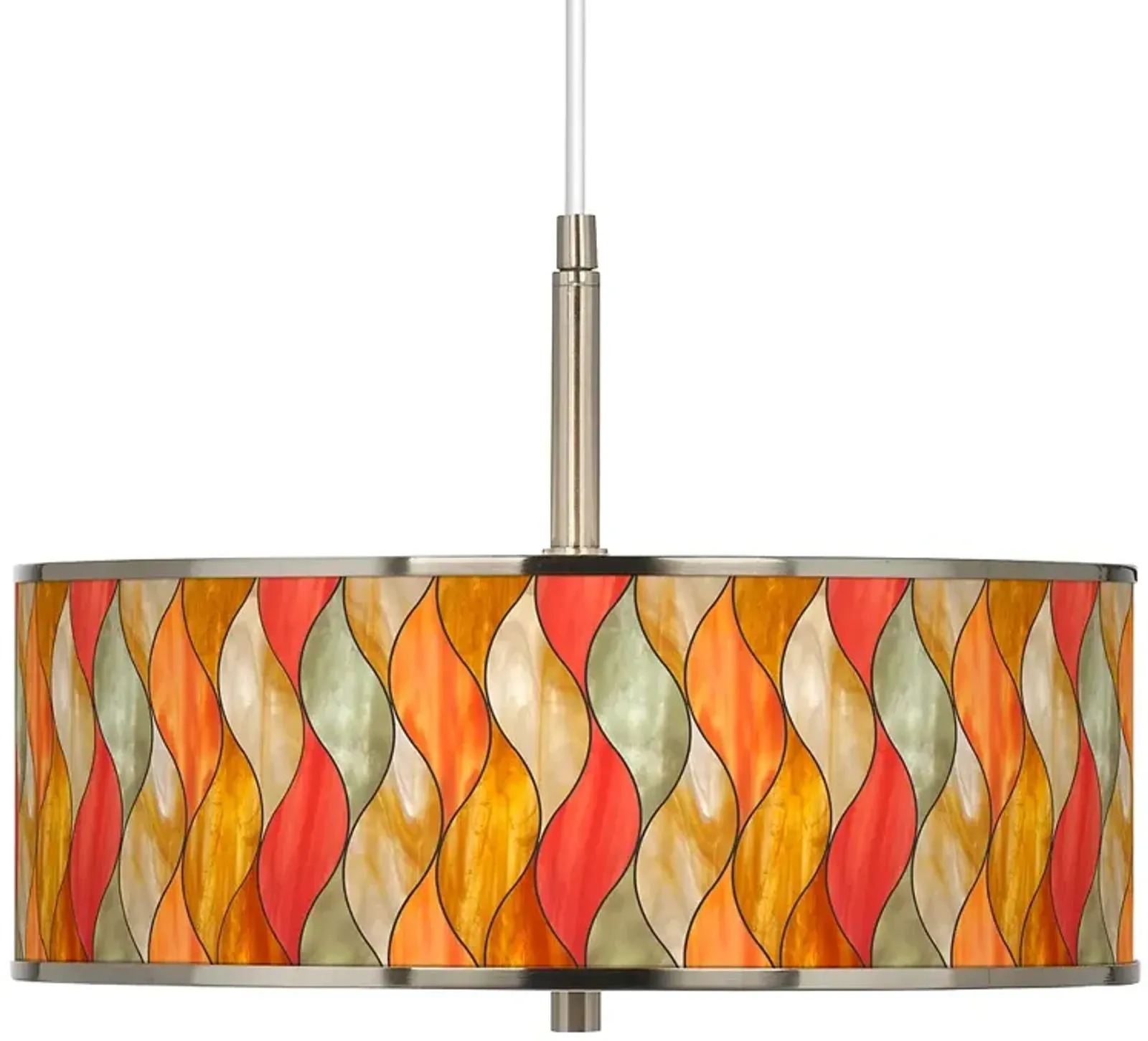 Giclee Glow Flame Mosaic 16" Wide Drum Shade Pendant Light