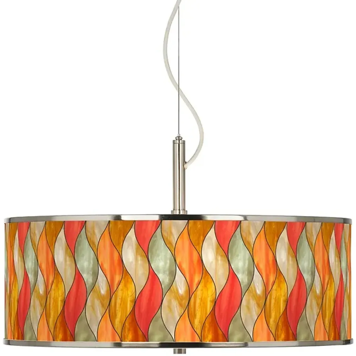 Flame Mosaic Giclee Glow 20" Wide Pendant Light