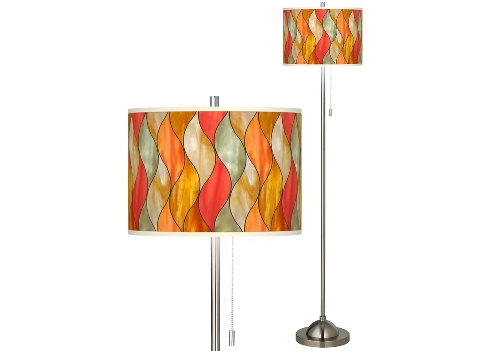 Giclee Glow 62" Flame Mosaic Shade Brushed Nickel Floor Lamp