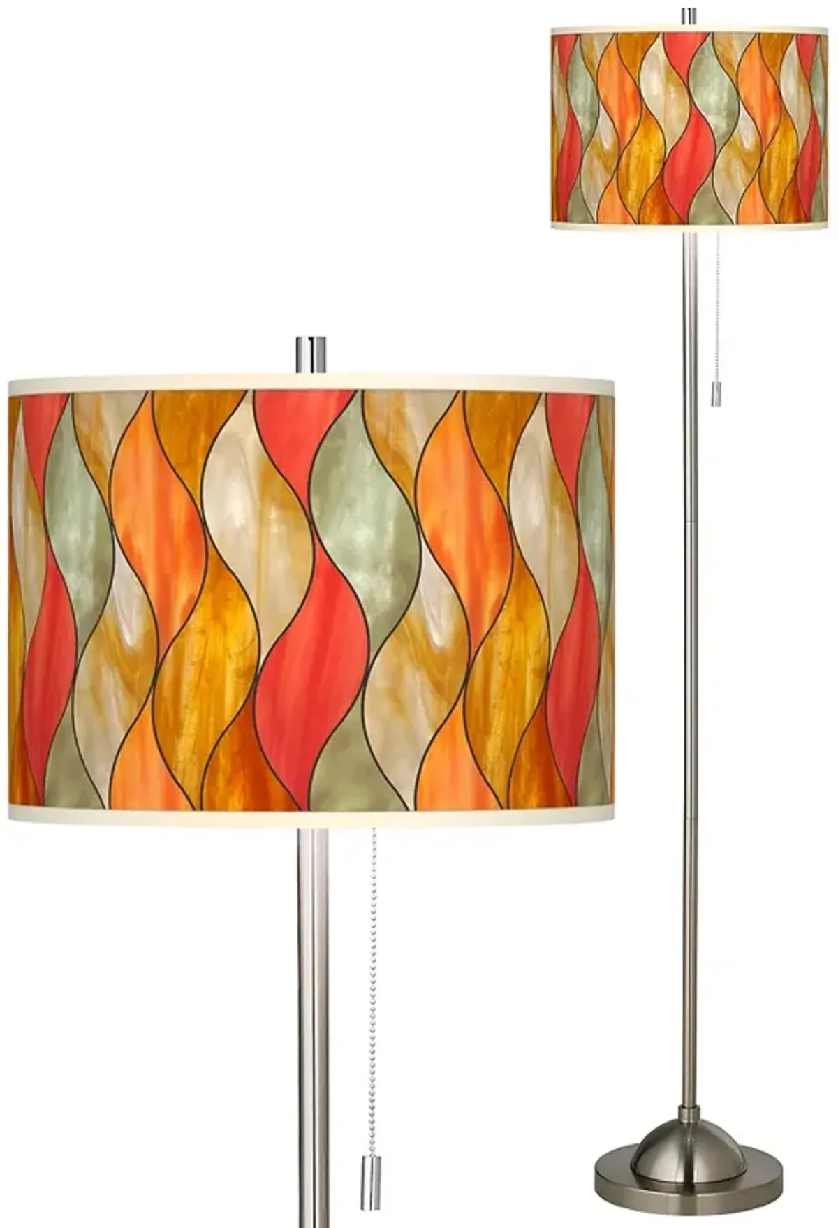 Giclee Glow 62" Flame Mosaic Shade Brushed Nickel Floor Lamp