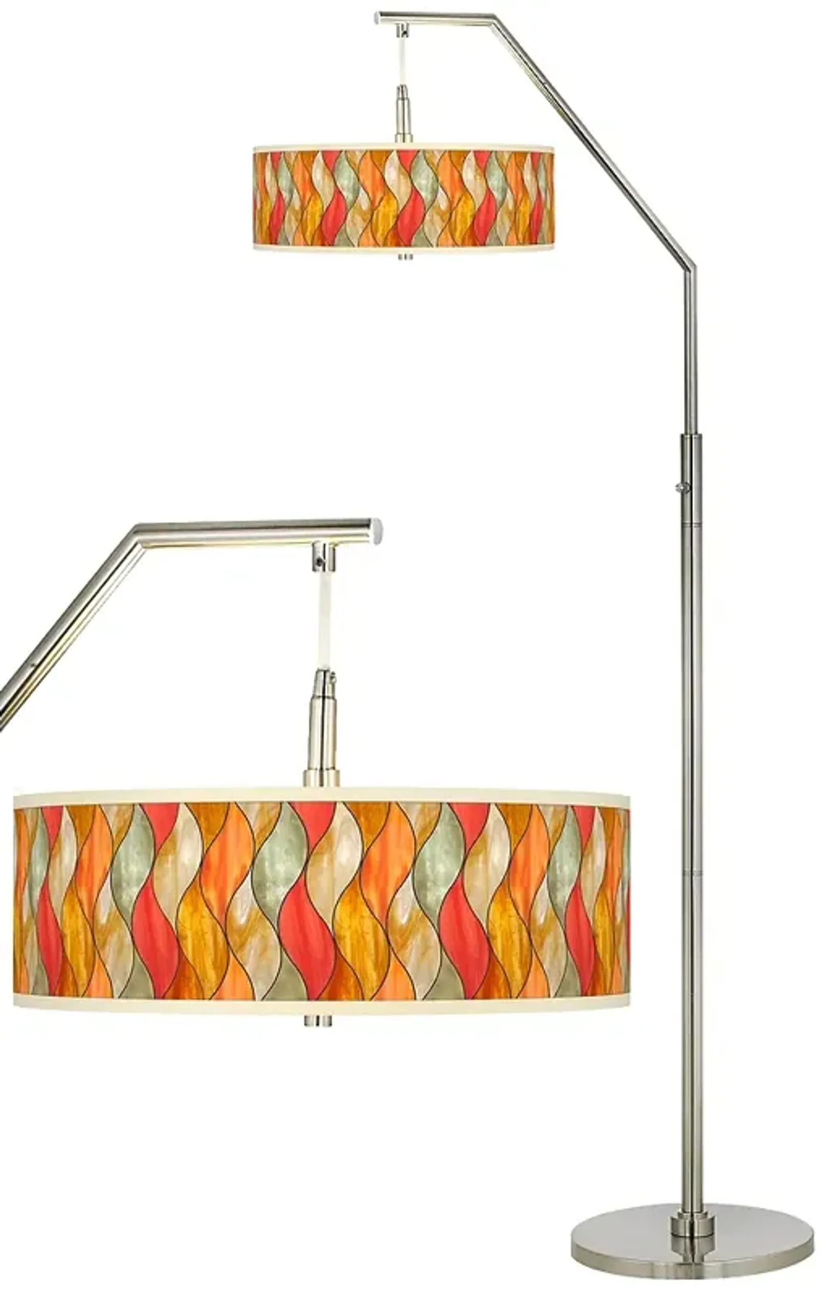 Giclee Glow 71 1/2" Flame Mosaic Shade Modern Arc Floor Lamp