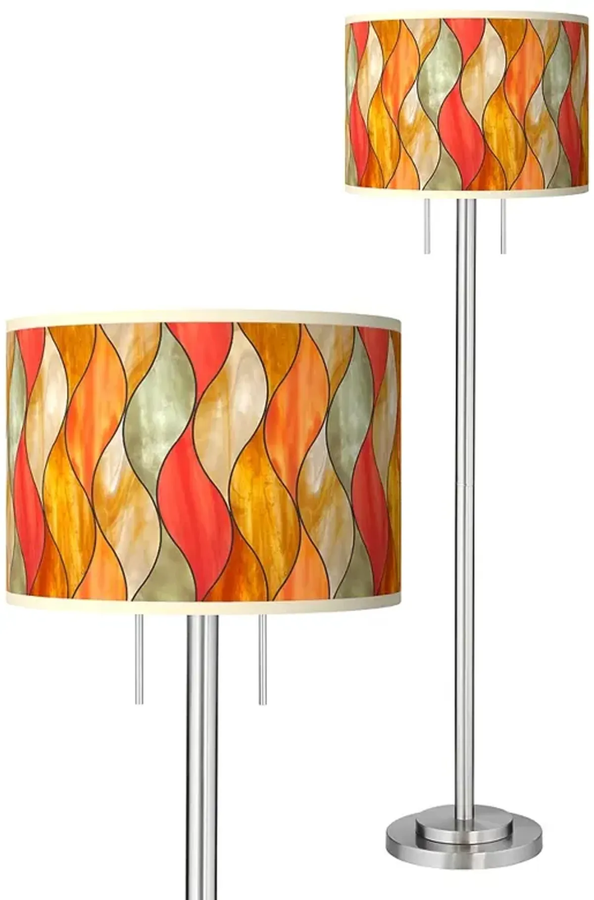 Flame Mosaic Giclee Brushed Nickel Garth Floor Lamp