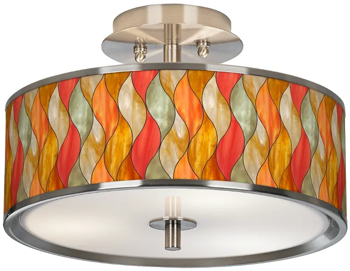 Flame Mosaic Giclee Glow 14" Wide Ceiling Light