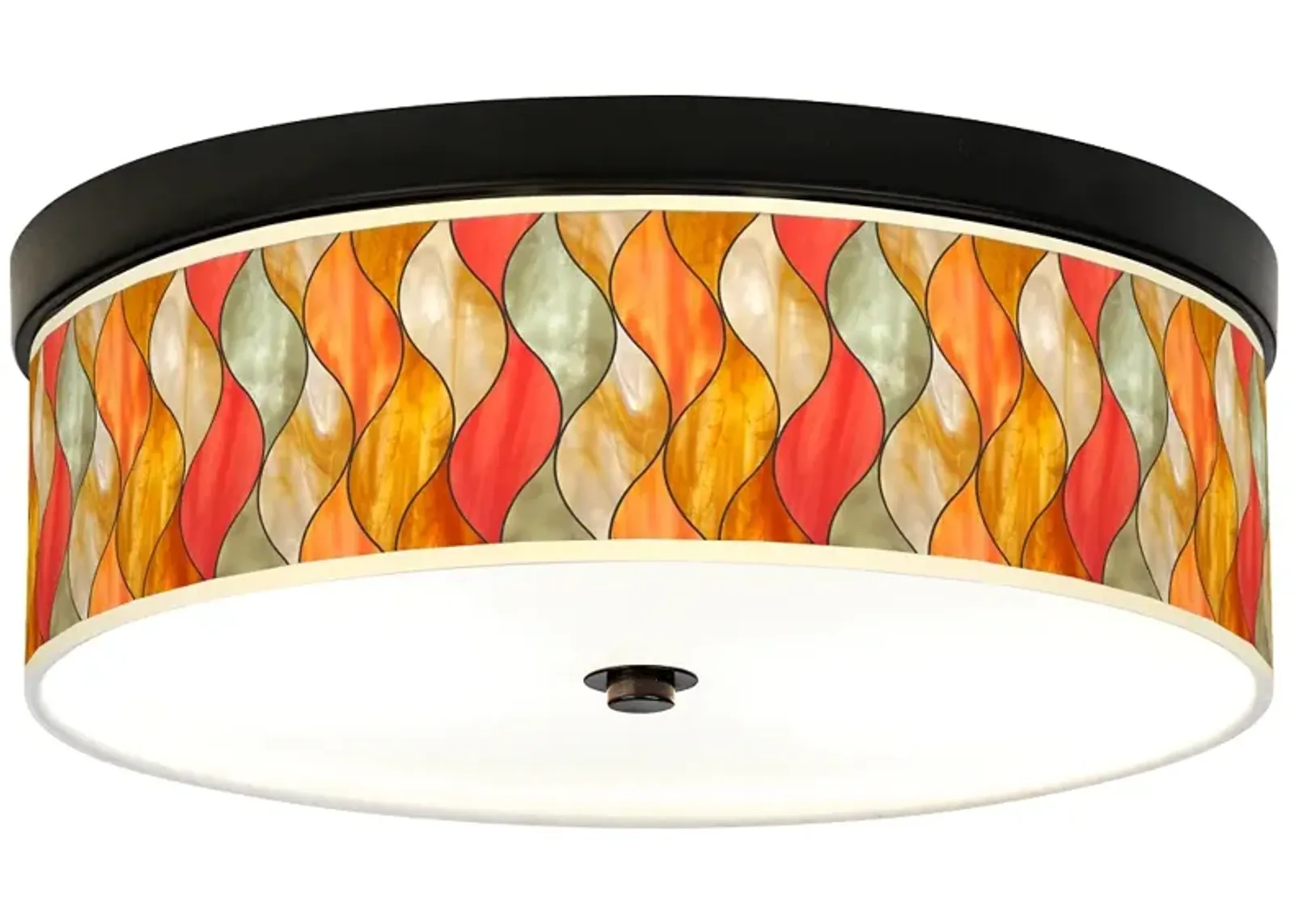 Flame Mosaic Giclee Energy Efficient Bronze Ceiling Light