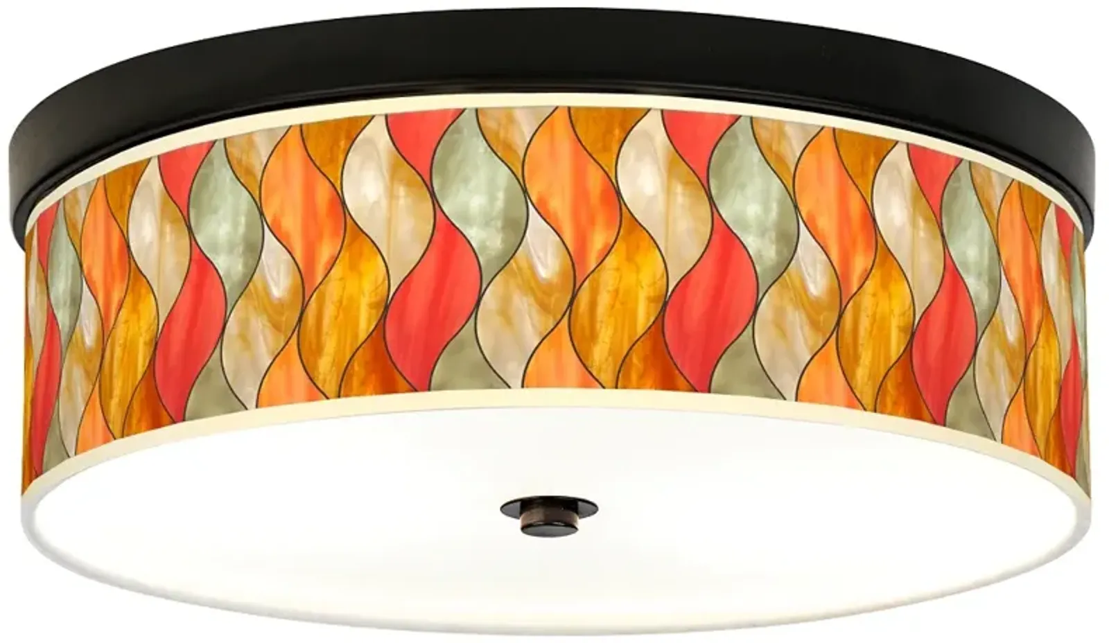 Giclee Gallery Flame Mosaic Pattern 14" Bronze LED Ceiling Light