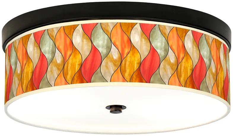 Flame Mosaic Giclee Energy Efficient Bronze Ceiling Light