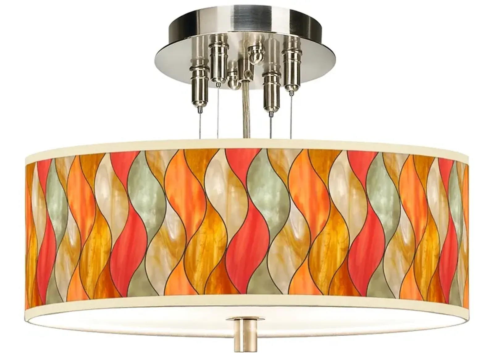 Flame Mosaic Giclee 14" Wide Ceiling Light