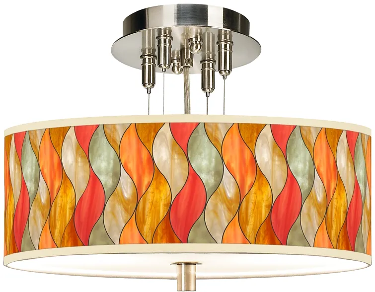 Flame Mosaic Giclee 14" Wide Ceiling Light