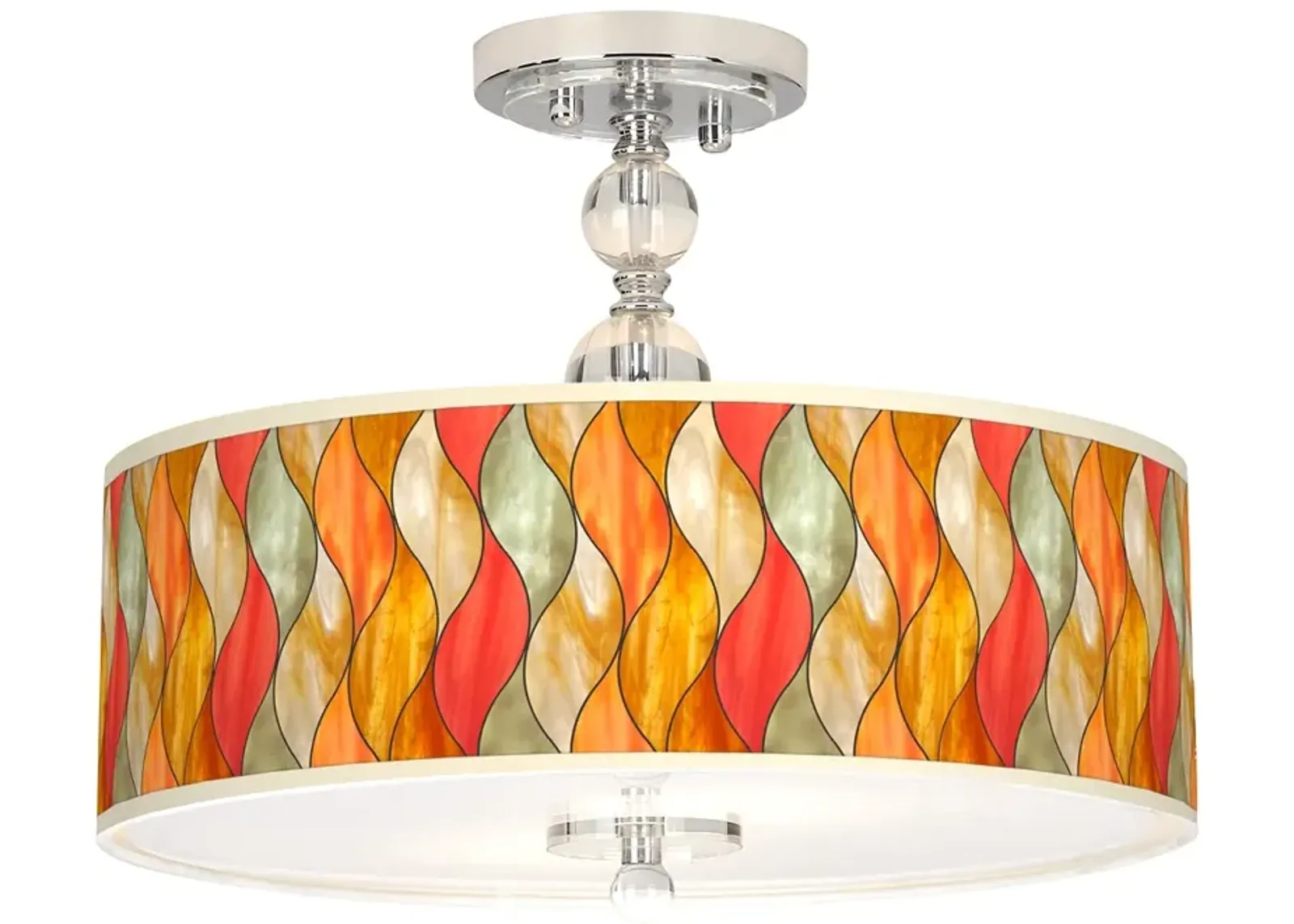 Giclee Gallery Flame Mosaic 16" Wide Semi-Flush Ceiling Light