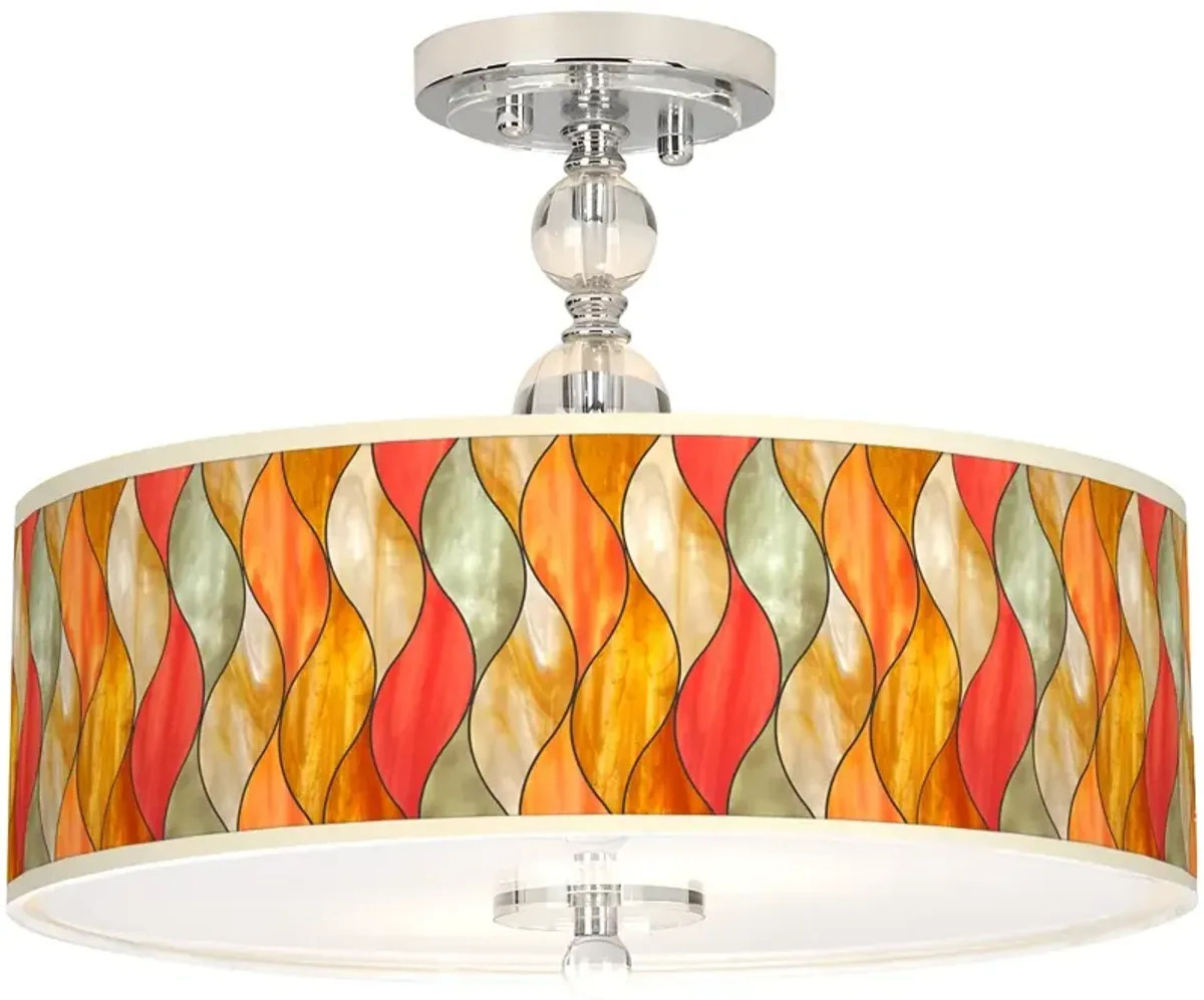 Giclee Gallery Flame Mosaic 16" Wide Semi-Flush Ceiling Light