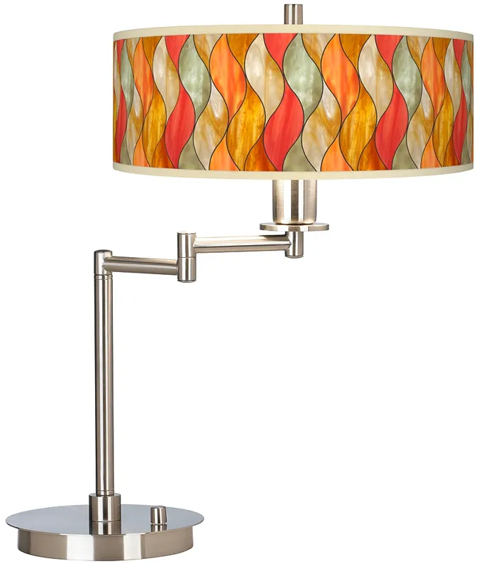 Giclee Glow 20 1/2" Flame Mosaic Shade LED Modern Swing Arm Desk Lamp